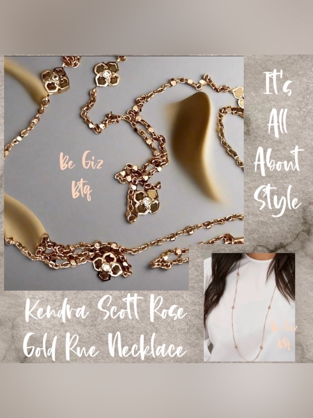 Authentic Kendra Scott Rue Long Strand Necklace In Rose Gold